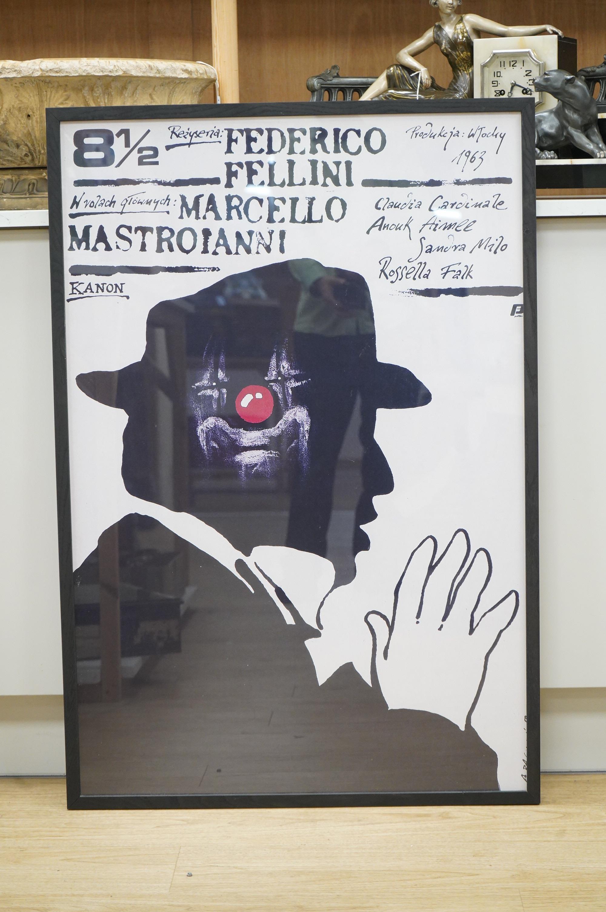 Federico Fellini, '8 1/2' mid century Polish movie poster, 100 x 67cm